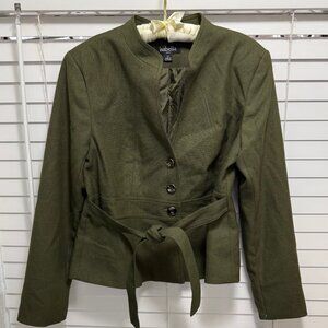 NWT Isabella Women's olive green lined long sleeve peplum suit jacket; Size 12